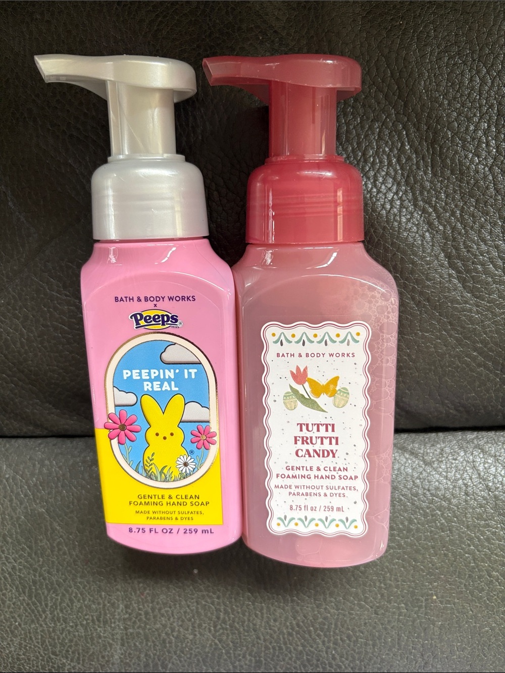 Bath and body works foam soap set in peep marshmallow and tutti fruity candy